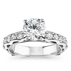 Bella Vaughan for Blue Nile Venezia Milgrain Diamond Engagement Ring in Platinum (3/4 ct. tw.)